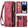 Caseme 008 iPhone 14 Pro Hoesje Uitneembare 2in1 Bookcase Portemonnee - Rood