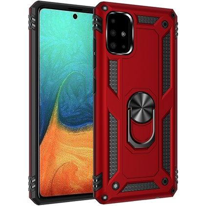 Mobigear Armor Ring Samsung Galaxy A71 Hoesje Hardcase Backcover Shockproof met Ringhouder - Rood