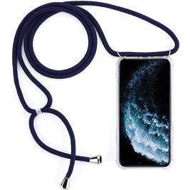 Mobigear Lanyard iPhone 11 Pro Max Flexibel TPU Hoesje met koord - Transparant / Blauw