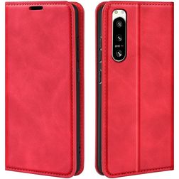 Mobigear Retro Slim Sony Xperia 5 IV Hoesje Bookcase Portemonnee - Rood