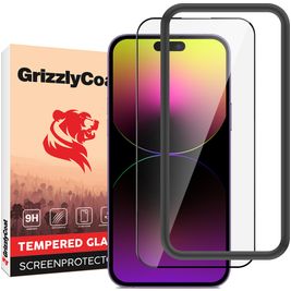 GrizzlyCoat Easy Fit iPhone 14 Pro Max Glazen Screenprotector - Case Friendly + Installatie Frame