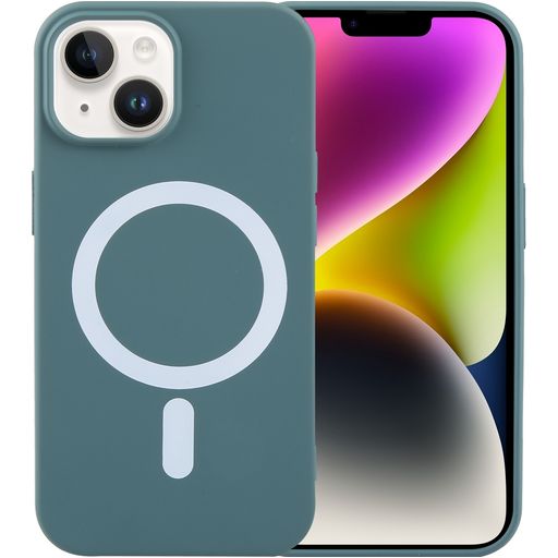 Mobigear Rubber Touch iPhone 15 Plus Siliconen MagSafe Hoesje Backcover - Groen