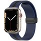 Mobigear Stripe Mag Siliconen Apple Watch Bandje Magneetsluiting - 42/41/40/38 mm - Zwart / Marineblauw