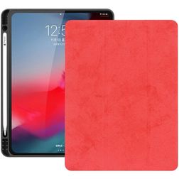 Mobigear Tri-Fold Gel iPad Pro 12.9 Inch (2018) Hoes TPU / Kunstleer Bookcase + Stylus Houder - Rood