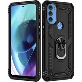 Mobigear Armor Ring Motorola Moto G71 5G Hoesje Hardcase Backcover Shockproof met Ringhouder - Zwart