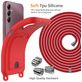 Mobigear Lanyard Card Samsung Galaxy A16 Siliconen Hoesje met koord en Pasjeshouder - Rood