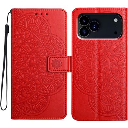 Mobigear Mandala iPhone 18 Pro Hoesje Bookcase Portemonnee - Rood