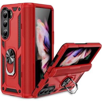 Mobigear Armor Ring Samsung Galaxy Z Fold 5 Hoesje Hardcase Backcover Shockproof met Ringhouder - Rood