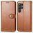 Mobigear Snap Button Samsung Galaxy S25 Hoesje Bookcase Portemonnee - Bruin