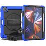 Mobigear SureGrip Xtreme iPad Pro 12.9 Inch (2020) Hoes Hard Kunststof,Siliconen Backcover + Stylus Houder + Schouderband + Standaard - Zwart / Blauw