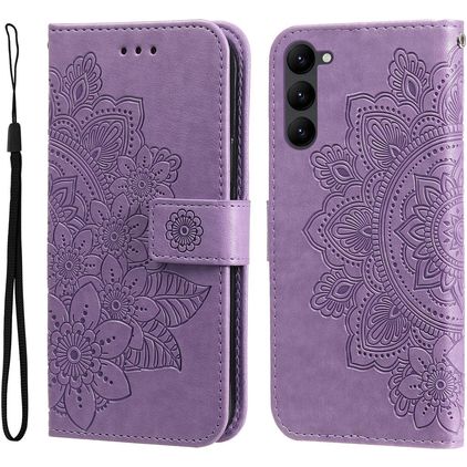 Mobigear Flowers Samsung Galaxy S23 Hoesje Bookcase Portemonnee - Paars