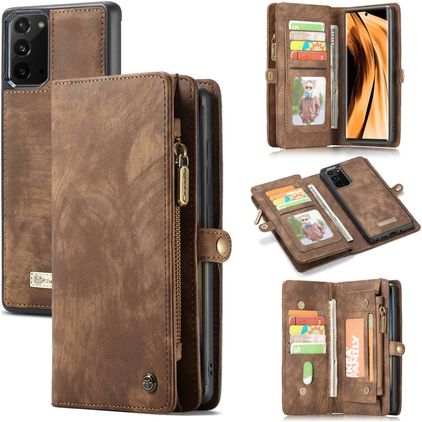 CaseMe 008 Samsung Galaxy Note 20 Hoesje Uitneembare 2in1 Bookcase Portemonnee - Bruin