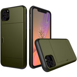 Mobigear Card iPhone 11 Pro Hoesje Hardcase Backcover Shockproof met Pasjeshouder - Legergroen