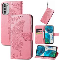 Mobigear Butterfly Motorola Moto G52 Hoesje Bookcase Portemonnee - Roze