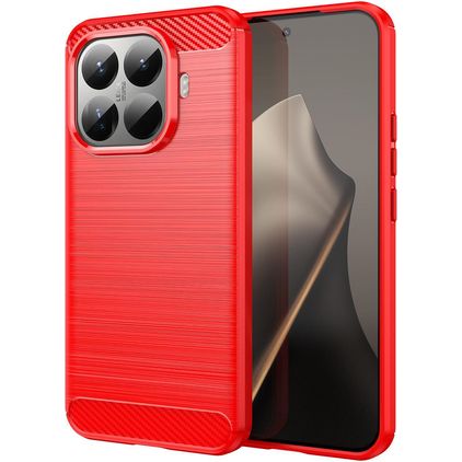Mobigear Brushed Slim Xiaomi 15T Pro Hoesje Flexibel TPU Backcover - Rood