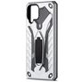 Mobigear Armor Stand Samsung Galaxy A12 Hoesje Hardcase Backcover Shockproof met Standaard - Zilver