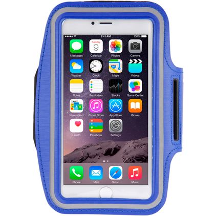 Mobigear Telefoonhouder Hardlopen iPhone 6 Plus Sport Hoesje Neopreen Sportarmband - Donkerblauw