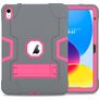 Mobigear ShieldStand iPad 10 (2022) Hoes Hard Kunststof,Siliconen Backcover + Standaard - Roze / Grijs