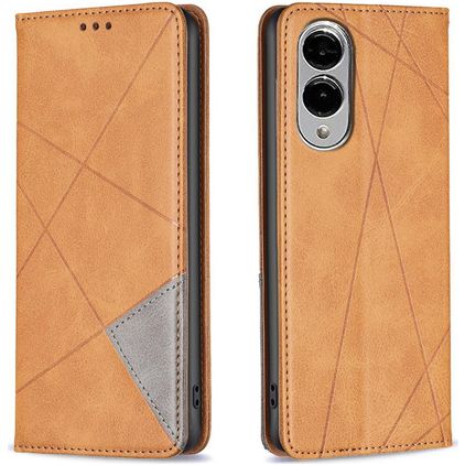 Mobigear Rhombus Slim Samsung Galaxy S25 Edge Hoesje Bookcase - Cognac