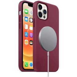 Mobigear Rubber Touch iPhone 12 Siliconen MagSafe Hoesje Backcover - Bordeaux Rood