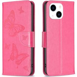 Mobigear Butterfly iPhone 15 Hoesje Bookcase Portemonnee - Magenta