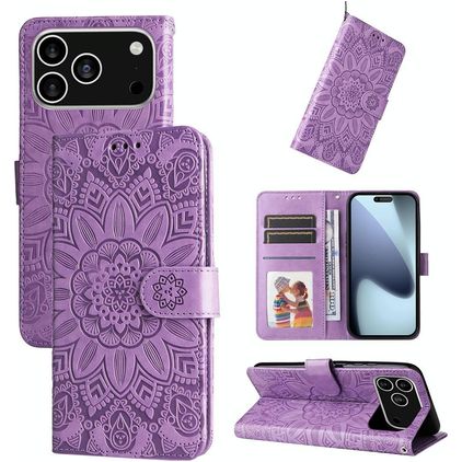 Mobigear Sunflower iPhone 17 Pro Hoesje Bookcase Portemonnee - Paars