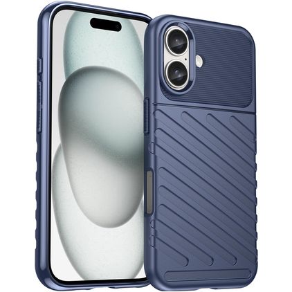 Mobigear Groove iPhone 16 Hoesje Flexibel TPU Backcover - Blauw