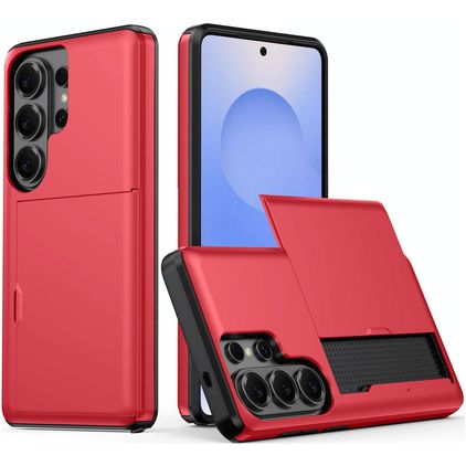 Mobigear Card Samsung Galaxy S26 Ultra Hoesje Hardcase Backcover Shockproof met Pasjeshouder - Rood