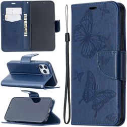 Mobigear Butterfly iPhone 12 Hoesje Bookcase Portemonnee - Blauw