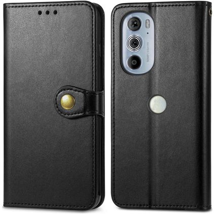 Mobigear Snap Button Motorola Edge 30 Pro Hoesje Bookcase Portemonnee - Zwart