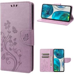 Mobigear Flowers Motorola Moto G52 Hoesje Bookcase Portemonnee - Paars