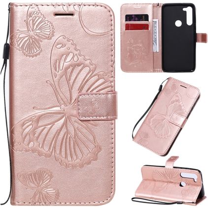Mobigear Butterfly Motorola Moto G8 Power Hoesje Bookcase Portemonnee - Roségoud