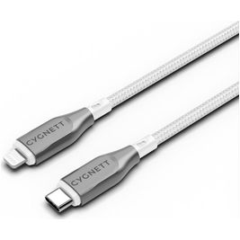 Cygnett Armoured Braided USB-C naar Apple Lightning Kabel MFI 2 Meter - Wit