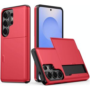 Mobigear Card Samsung Galaxy S26 Ultra Hoesje Hardcase Backcover Shockproof met Pasjeshouder - Rood