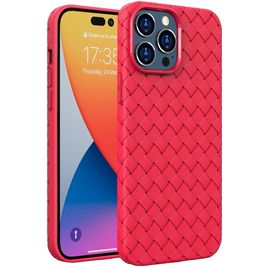 Mobigear Woven iPhone 14 Pro Max Hoesje Flexibel TPU Backcover - Rood