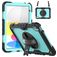 Mobigear SureGrip Xtreme iPad 11 (2025) Hoes Hard Kunststof,Siliconen Backcover + Schouderband + Standaard - Zwart / Blauw