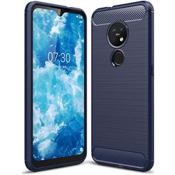 Mobigear Brushed Slim Nokia 7.2 Hoesje Flexibel TPU Backcover - Marineblauw