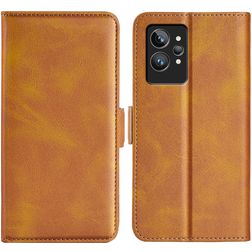 Mobigear Slim Magnet Realme GT2 Pro Hoesje Bookcase Portemonnee - Cognac