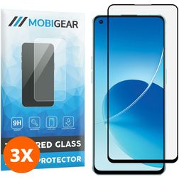 Mobigear Premium OPPO Reno 6 5G Glazen Screenprotector - Case Friendly - Zwart (3-Pack)