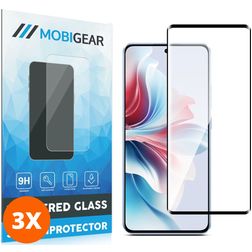 Mobigear Premium OPPO Reno 11F Glazen Screenprotector - Case Friendly - Zwart (3-Pack)