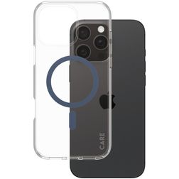 CARE by PanzerGlass Flagship iPhone 16 Pro Max MagSafe Hoesje Hardcase Backcover - Transparant / Blauw