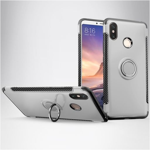 Mobigear Armor Ring Xiaomi Mi Max 3 Hoesje Hardcase Backcover Shockproof met Ringhouder - Zilver