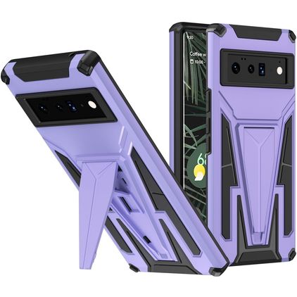 Mobigear Armor Stand Google Pixel 6 Pro Hoesje Hardcase Backcover Shockproof met Standaard - Paars
