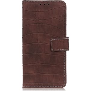 Mobigear Croco Samsung Galaxy S22 Ultra Hoesje Bookcase Portemonnee - Bruin