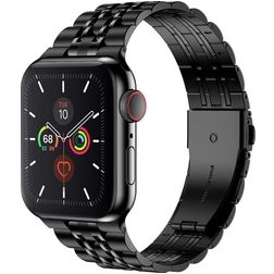 Mobigear Monaco Stalen Apple Watch Bandje Vouwsluiting - 49/46/45/44 mm - Zwart