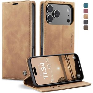 CaseMe 013 iPhone 17 Pro Hoesje Bookcase Portemonnee - Bruin