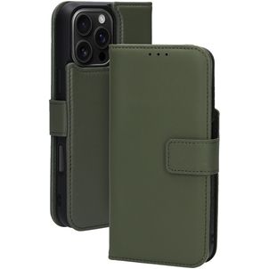 Mobiparts iPhone 16 Pro Max MagSafe Hoesje Echt Leer Uitneembare 2in1 Bookcase Portemonnee - Groen