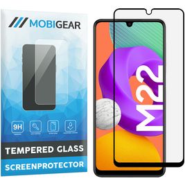 Mobigear Premium Samsung Galaxy M22 Glazen Screenprotector - Case Friendly - Zwart