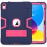 Mobigear ShieldStand iPad 10 (2022) Hoes Hard Kunststof,Siliconen Backcover + Standaard - Roze / Marineblauw