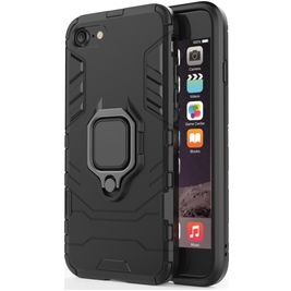 Mobigear Armor Ring iPhone SE (2022) Hoesje Hardcase Backcover Shockproof met Ringhouder - Zwart